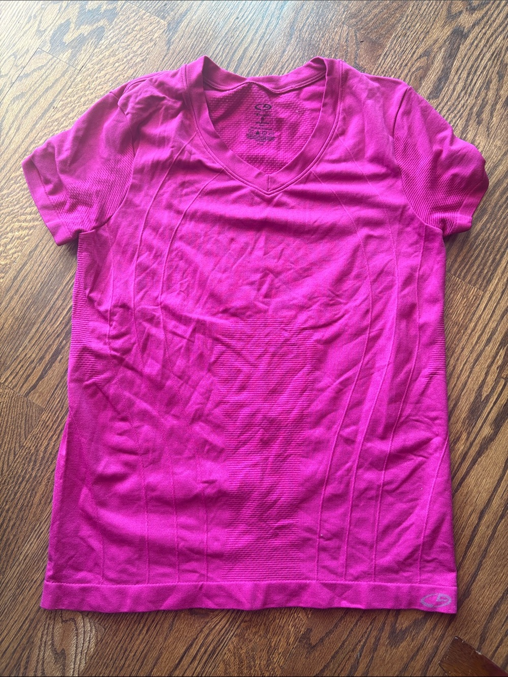 Champion Women’s Short-Sleeve V-Neck Active Top in Bright Pink